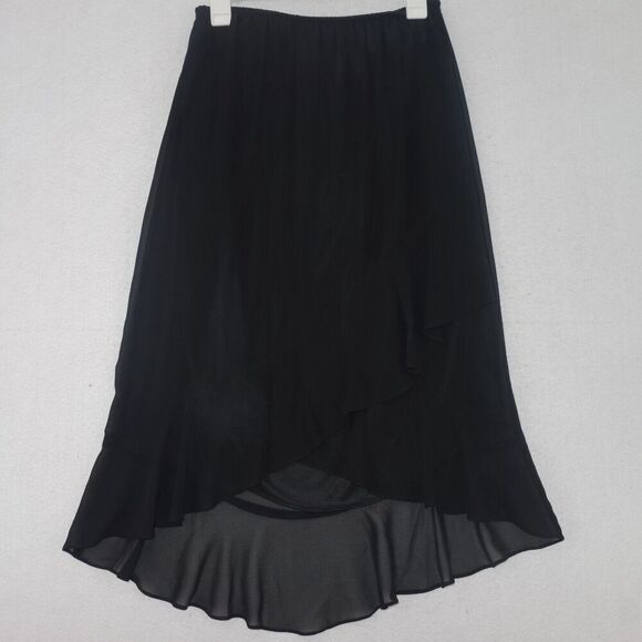 Alex Evenings Dresses & Skirts - Alex Evenings Women's Medium Vintage y2kRuffle Black Hi Low Skirt Elastic Waist